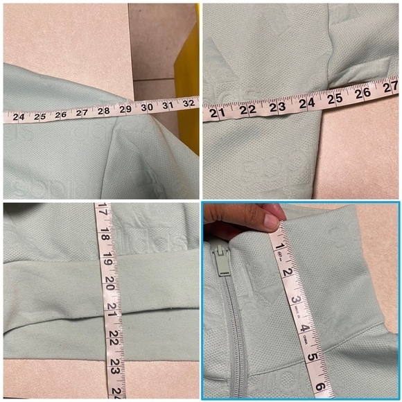 Adidas Sweater Women’s Size Large Green AEROREADY Jacquard Logo Zip Sweatshirt - Picture 13 of 16